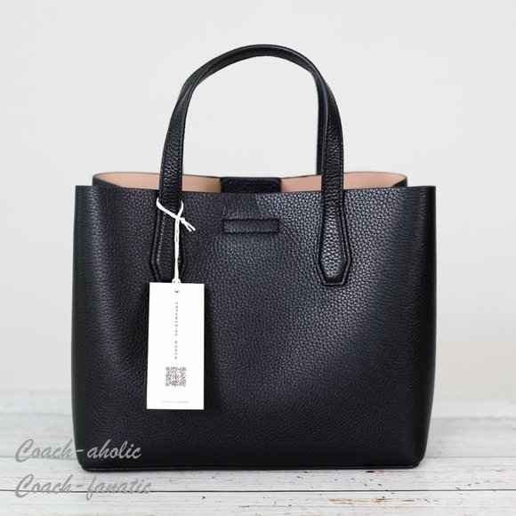 NWT Tory Burch 85985 Blake Small Leather Crossbody Tote in Black/Devon Sand - Picture 7 of 11